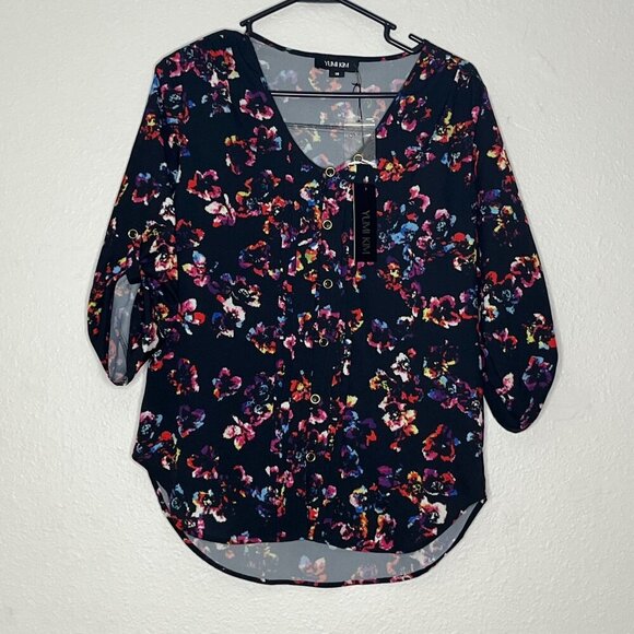 Yumi Kim Lizzie Button Up Front Floral Blouse Size XS‎ NWT - Picture 2 of 11